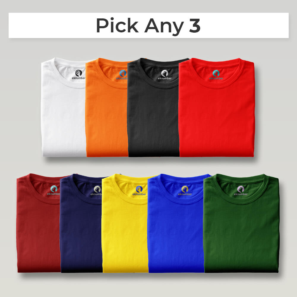 Buy Plain T Shirt Combo Pack of 3 For Men Ek Number